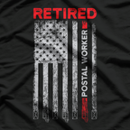 Postman Mail Carrier, Retired Postman USA Flag T-Shirt