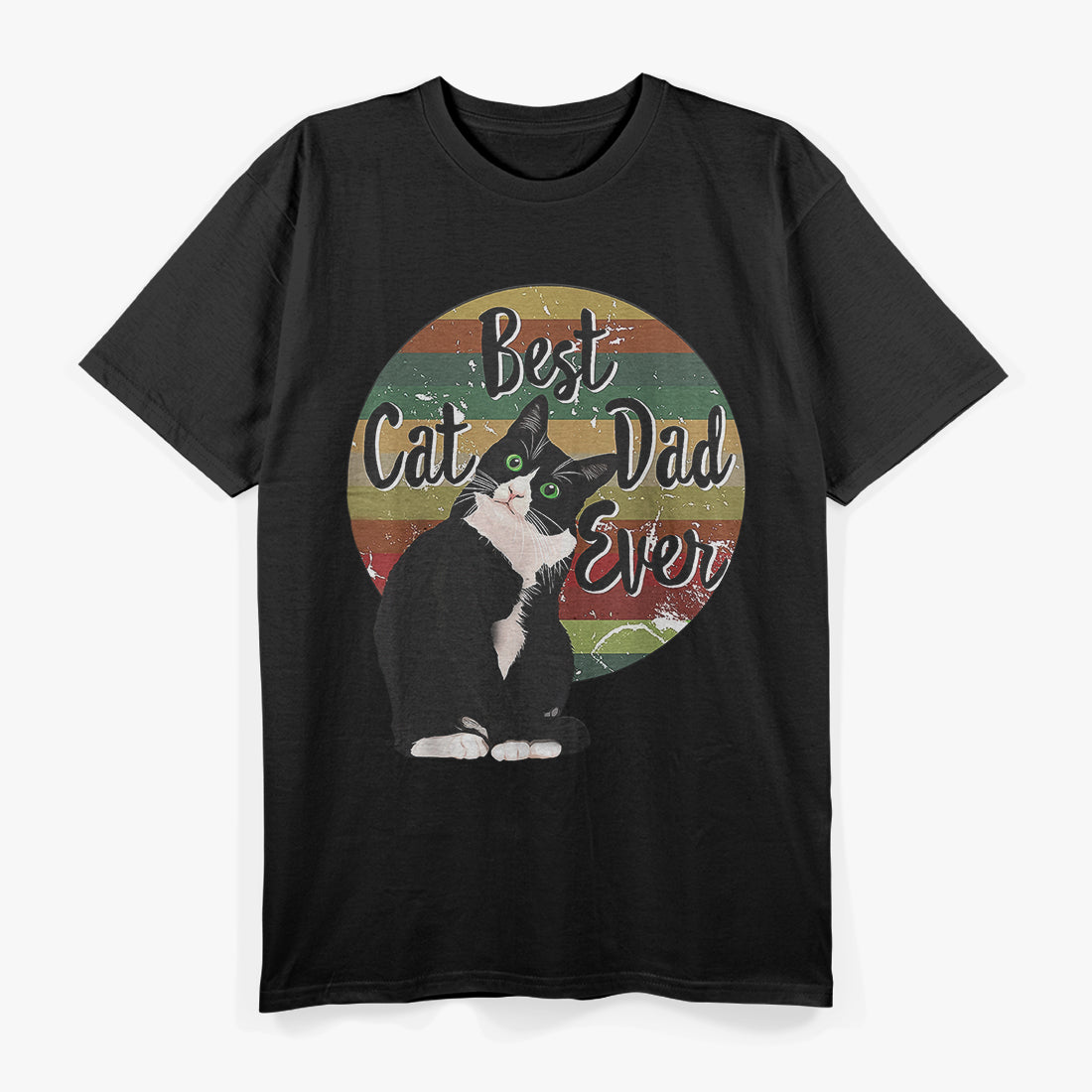 Best Cat Dad Ever Tuxedo Retro T-Shirt