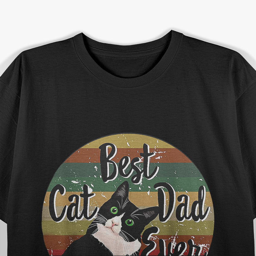 Best Cat Dad Ever Tuxedo Retro T-Shirt
