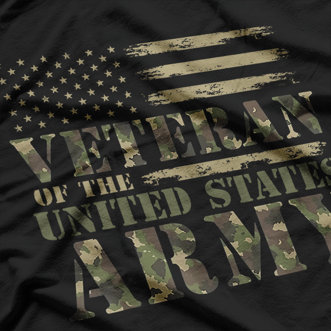 Veteran Of The United States Army Camouflage US Flag Veteran T-Shirt