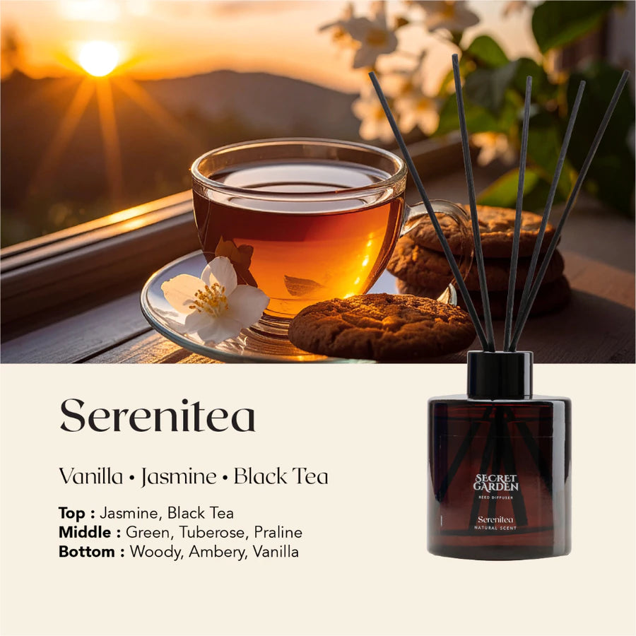 Secret Garden Serenitea Reed Diffuser 140ml – Aromatherapy Home Fragrance Diffuser