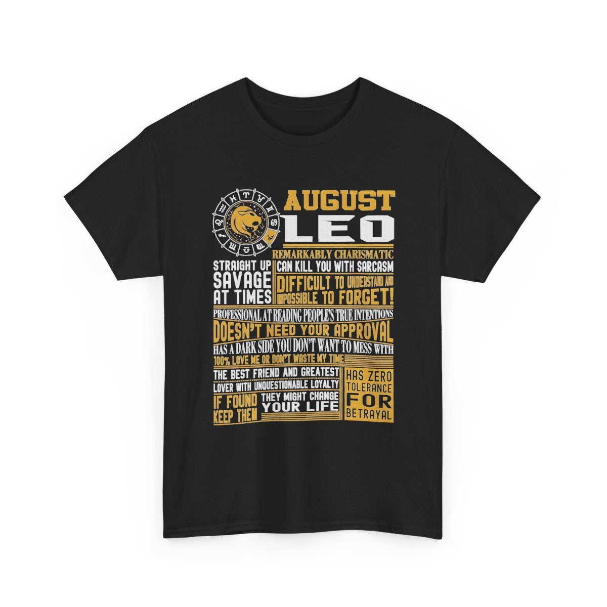 August Leo – Zodiac Sign Traits Graphic T-Shirt
