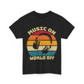 Music On World Off – Retro Headphones Sunset Graphic T-Shirt