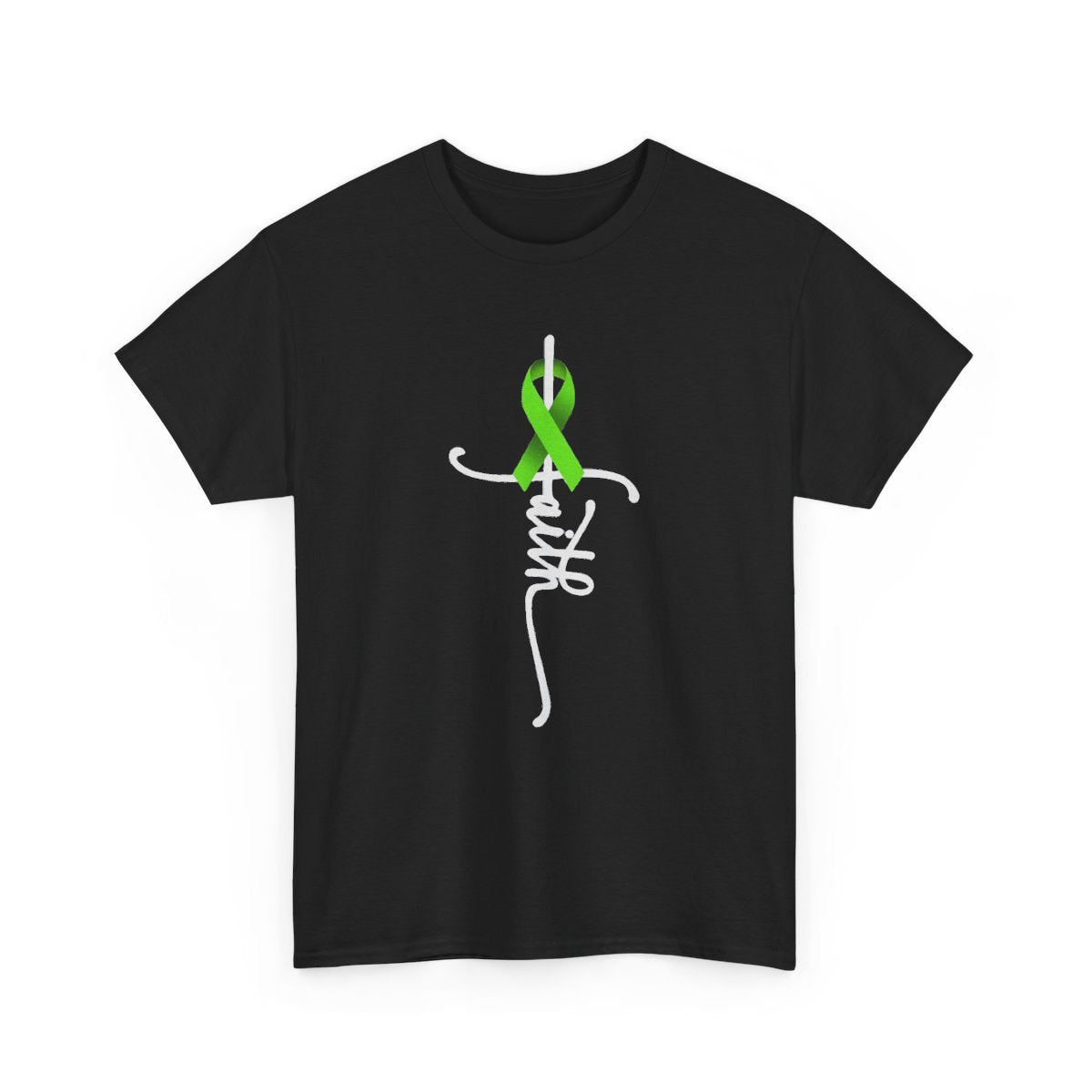 Non-Hodgkin Lymphoma Awareness – Faith Cross Green Ribbon Graphic T-Shirt