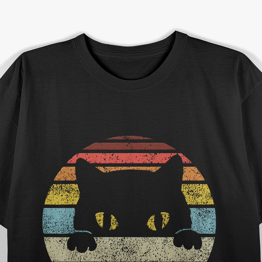 Vintage Black Cat Lover Retro Style T-Shirt