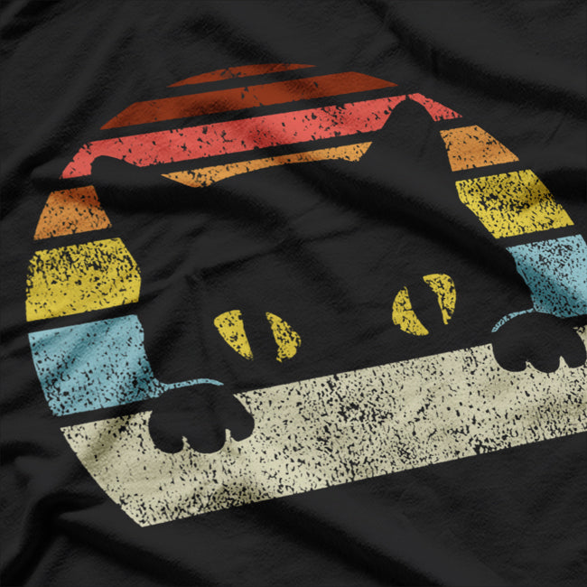 Vintage Black Cat Lover Retro Style T-Shirt