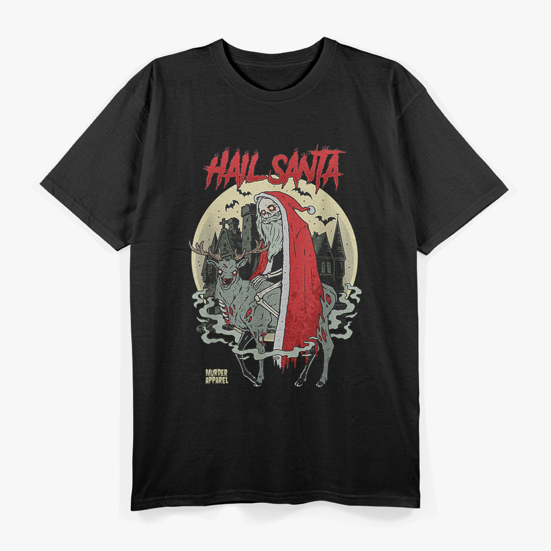 Retro Horror Christmas Santa with a Chilling Twist T-Shirt