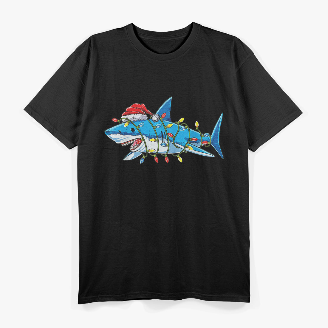 Santa Shark Christmas Lights Sharkmas Tree Xmas T-Shirt