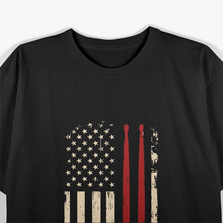 Vintage Drum Sticks American Flag T-Shirt