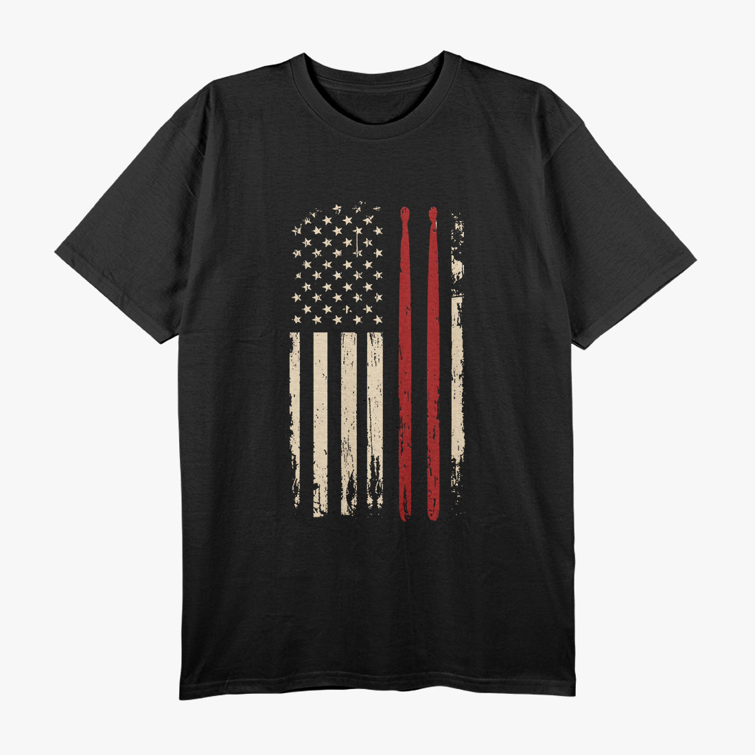 Vintage Drum Sticks American Flag T-Shirt