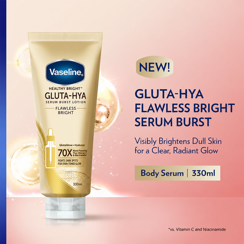 2 Pcs Vaseline Gluta-Hya Flawless Bright Body Serum 330ml Brightening Lotion