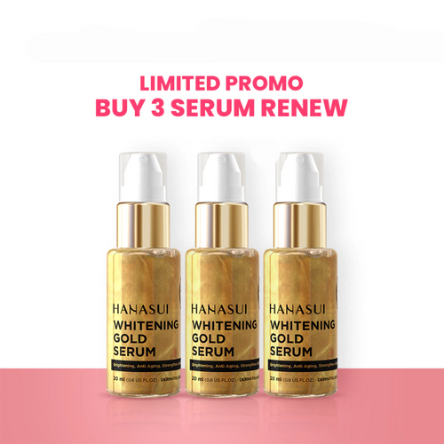 3Pcs Hanasui Whitening Gold Serum 4% Niacinamide 2% Vitamin C Brightening Anti-Aging