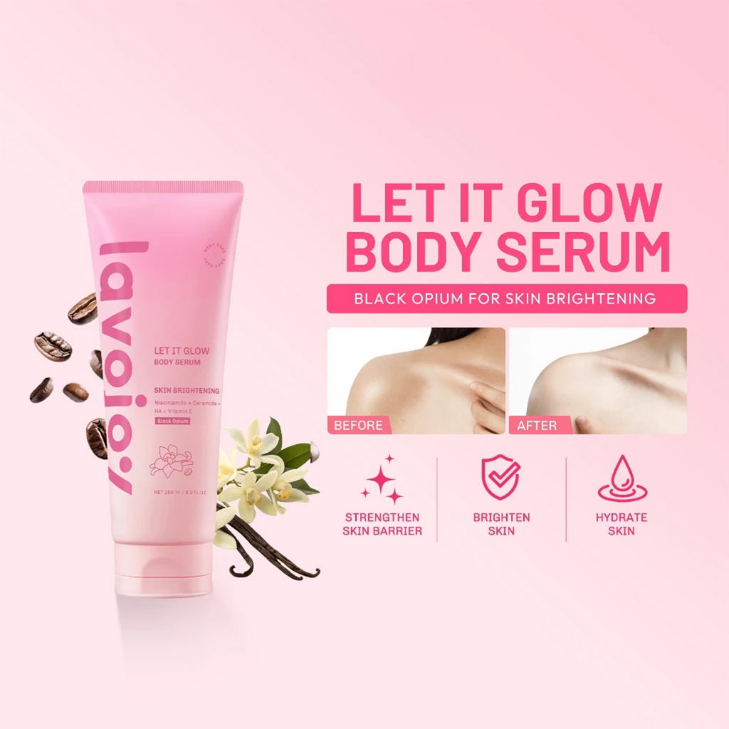 2 Pcs Lavojoy Let It Glow Black Opium Body Serum Brightening Moisturizing Lot
