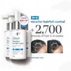 2x Dove Micellar Hairfall Control Hair Tonic 75ml Oily Scalp Hair Booster Care