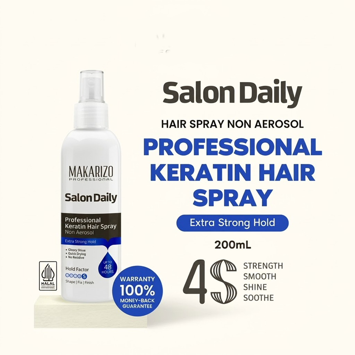 Salon Daily Professional Keratin Hair Spray Non Aeorosol - Extra Strong Hold 200 mL