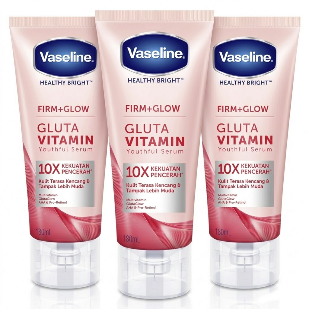 3PCS Vaseline Firm & Glow Gluta Vitamin Youthful Serum AHA Pro-Retinol 180ml