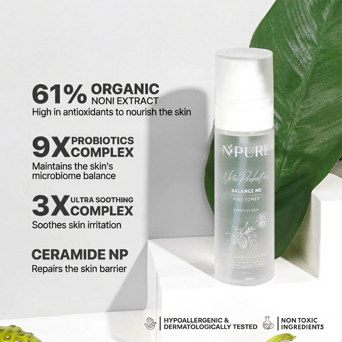 NPURE Noni Serum-Infused Toner 80ml Hydrating Soothing for Sensitive Skin