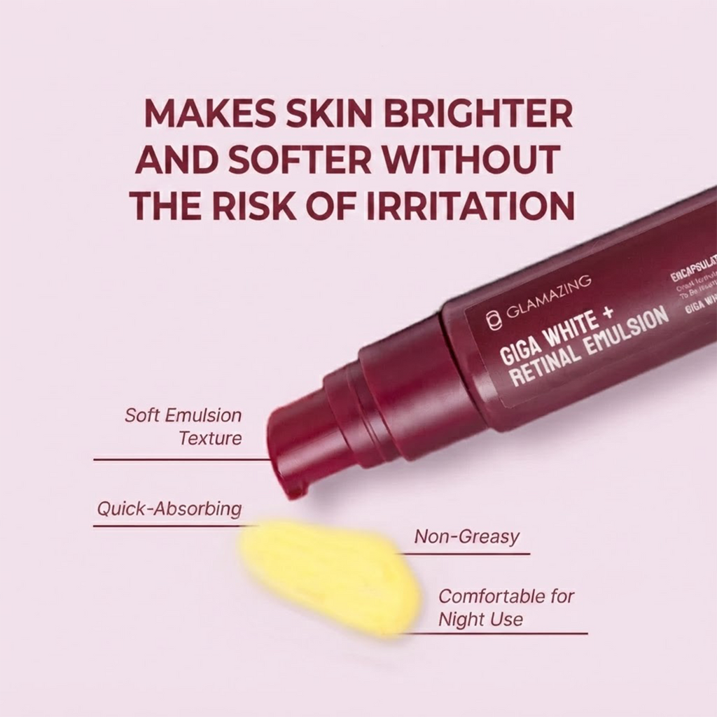 GLAMAZING Giga White + Retinal Emulsion Serum 30ml Anti Aging Brightening Skin