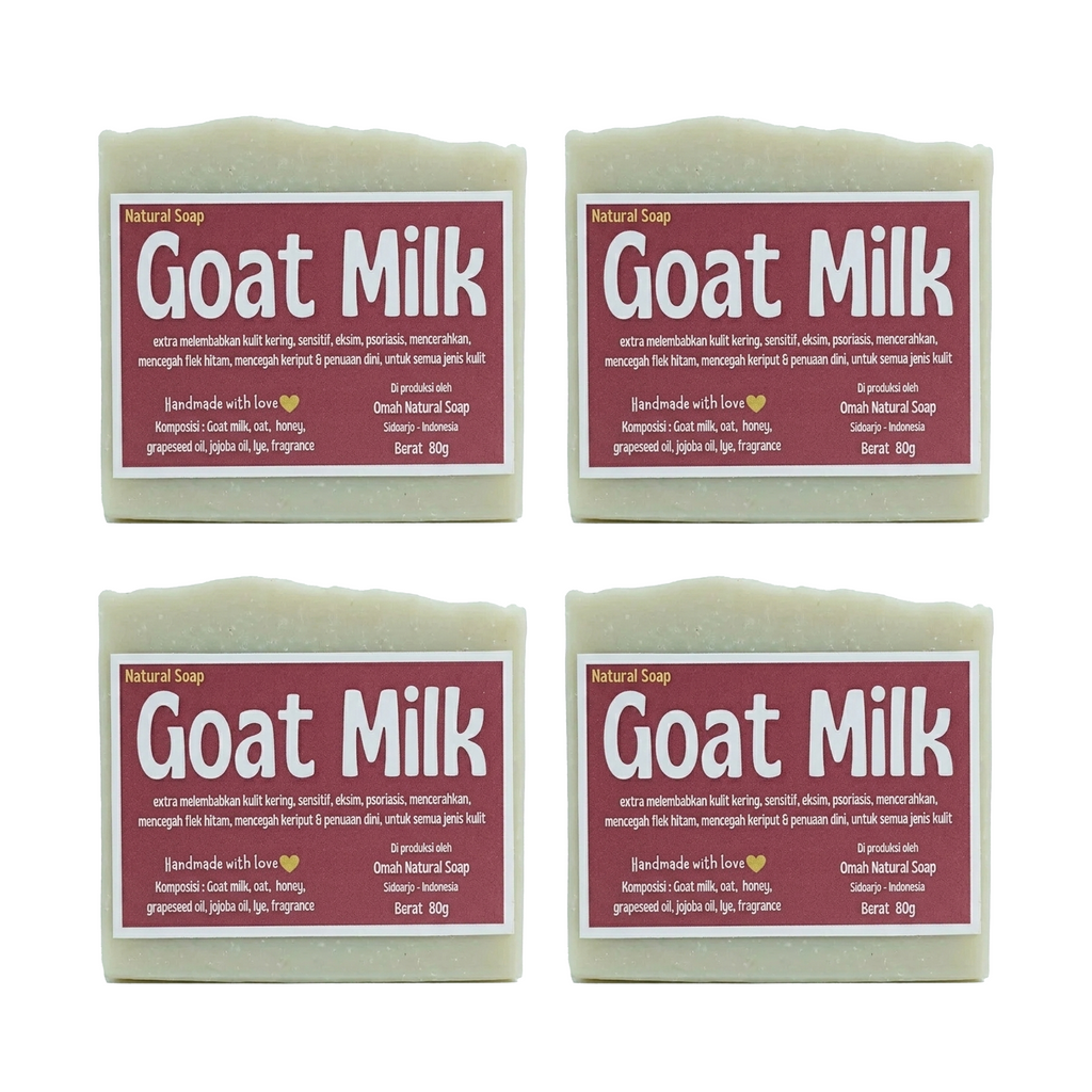 4PCS Omah Natural Goat Milk Soap 80g Bar Natural Moisturizing Handmade Soap Set