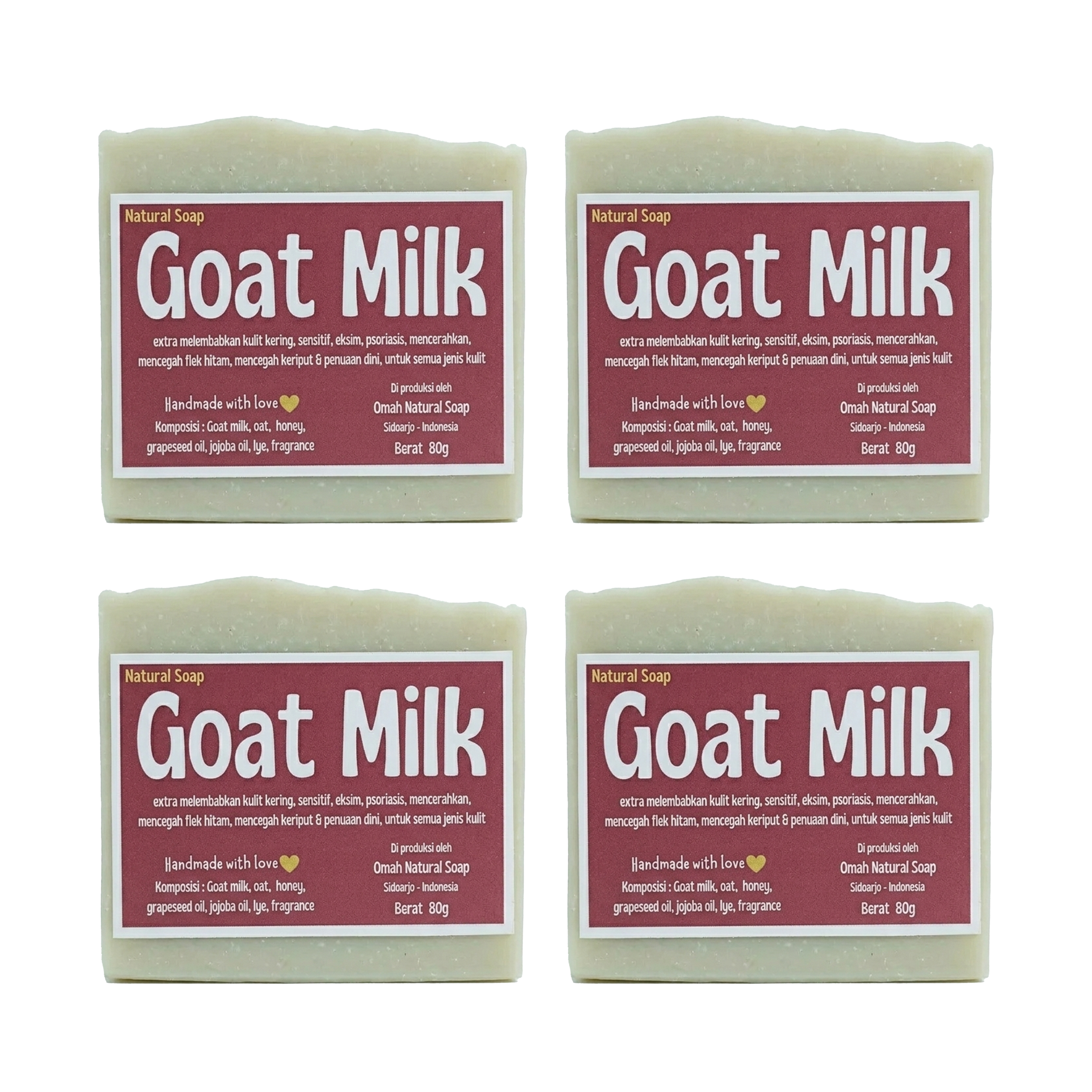 4PCS Omah Natural Goat Milk Soap 80g Bar Natural Moisturizing Handmade Soap Set