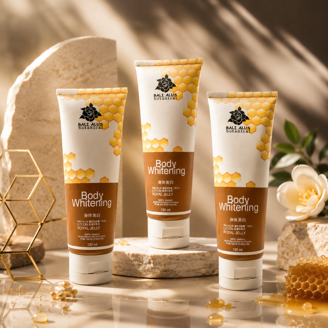 3PCS Bali Alus Body Whitening Lotion 130ml | Brightening & Moisturizing Body Care Set