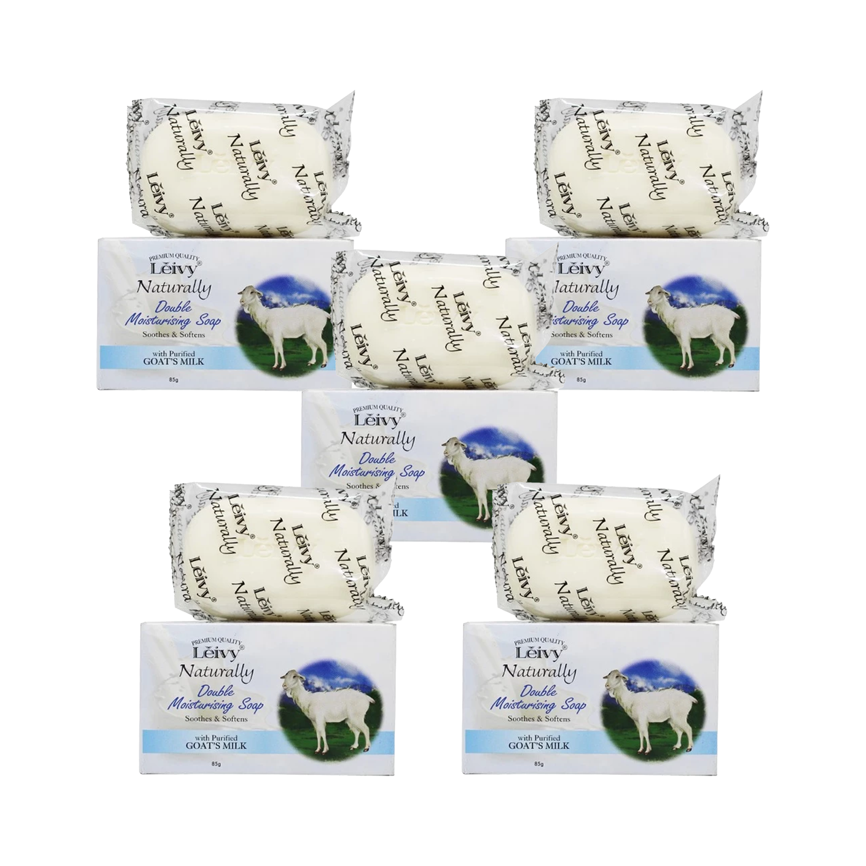 5PCS Leivy Double Moisturising Goat's Milk Bar Soap 85g Nourishing Bath Soap Set