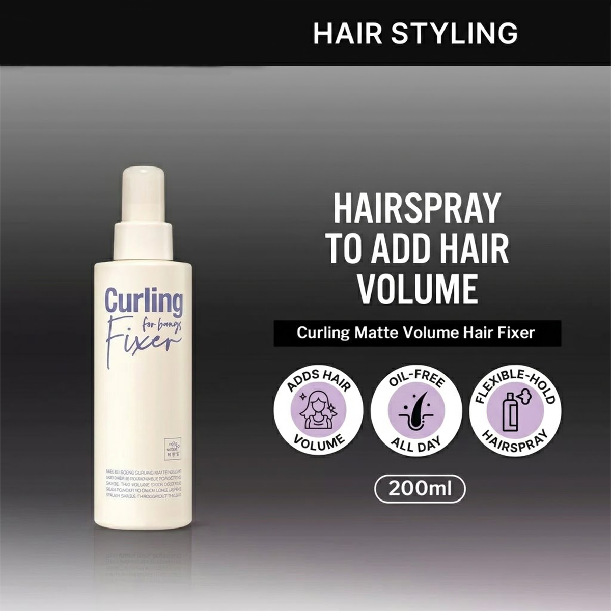 NEW Mise en Scene Curling Matte Volume Hair Fixer Spray 200ml Lightweight Hold