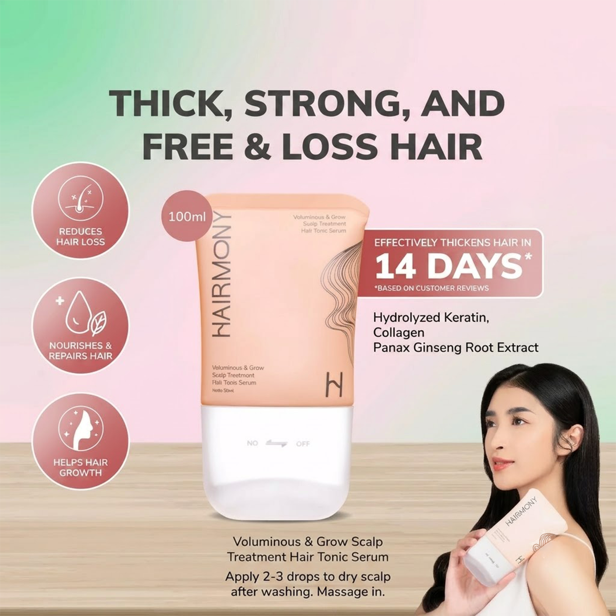 Hairmony Voluminous Grow Scalp Treatment Tonic Serum Ginseng Keratin