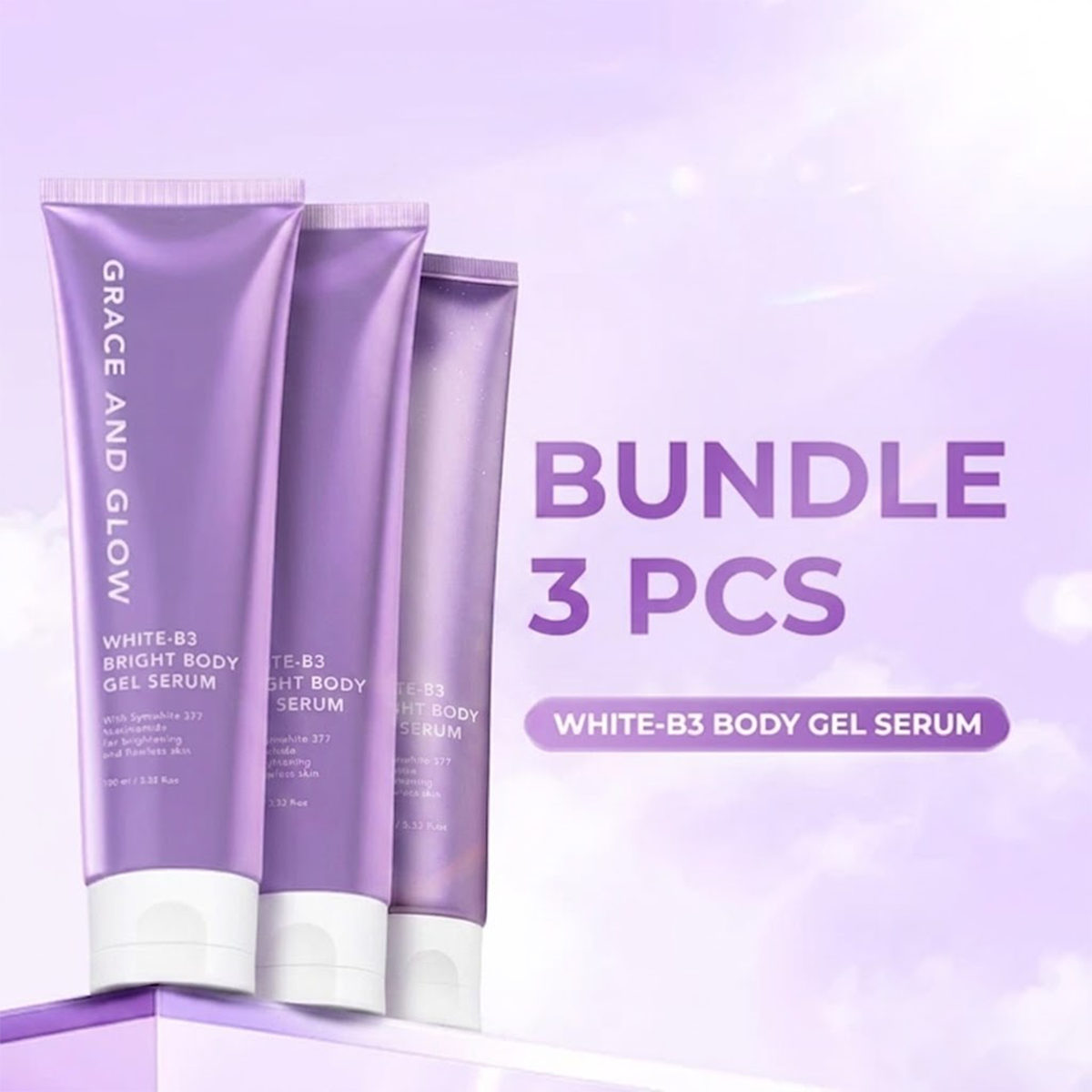 2Pcs Grace & Glow White-B3 Body Gel Serum Brightening Whitening Booster