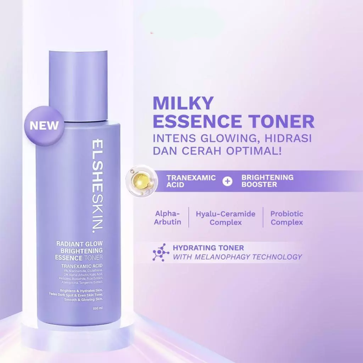 Elsheskin Radiant Glow Brightening Essence Toner 100ml Hydrating Face Toner