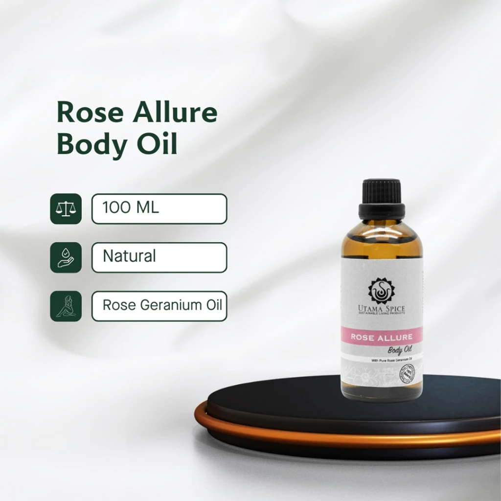 Utama Spice Rose Allure Body Oil 100ml | Luxurious Rose-Scented Moisturizing Body Oil for Soft, Radiant Skin