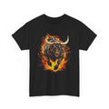 Charging Fire Bull – Raging Longhorn Flames Graphic T-Shirt