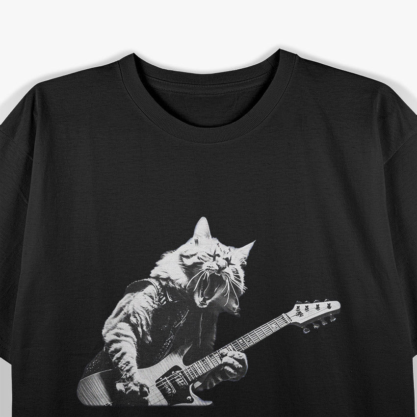 Rock Cat Funny Guitar Playing Cat Shredding the Strings T-Shirt