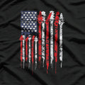 American Flag Guitar Red White Patriotic Music Lover T-Shirt
