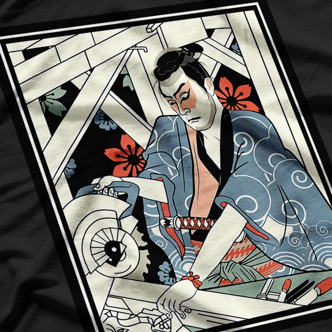 Carpenter Japanese Samurai Warrior Armor Sword Fighter Mask T-Shirt