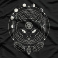 Moon Phases and Cat Pagan Witch, Wicca, and Mystical Symbolism T-Shirt