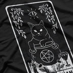 Black Cat Magician Tarot Card Mastery of Magic, Intuition, and Transformation T-Shirt