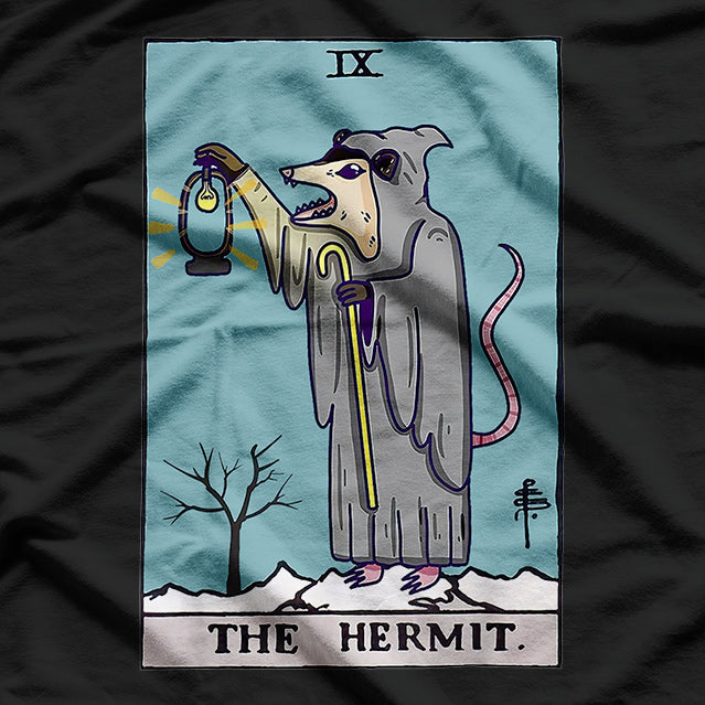Funny Possum Tarot Card A Playful Twist on Mystical Symbolism T-Shirt
