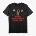 I Love Cats Graphic Black Cat Horror Movie T-Shirt