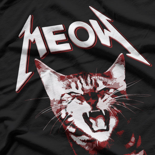 Meow Cat Retro Kitty Cat - Funny Rock Music Vibes T-Shirt