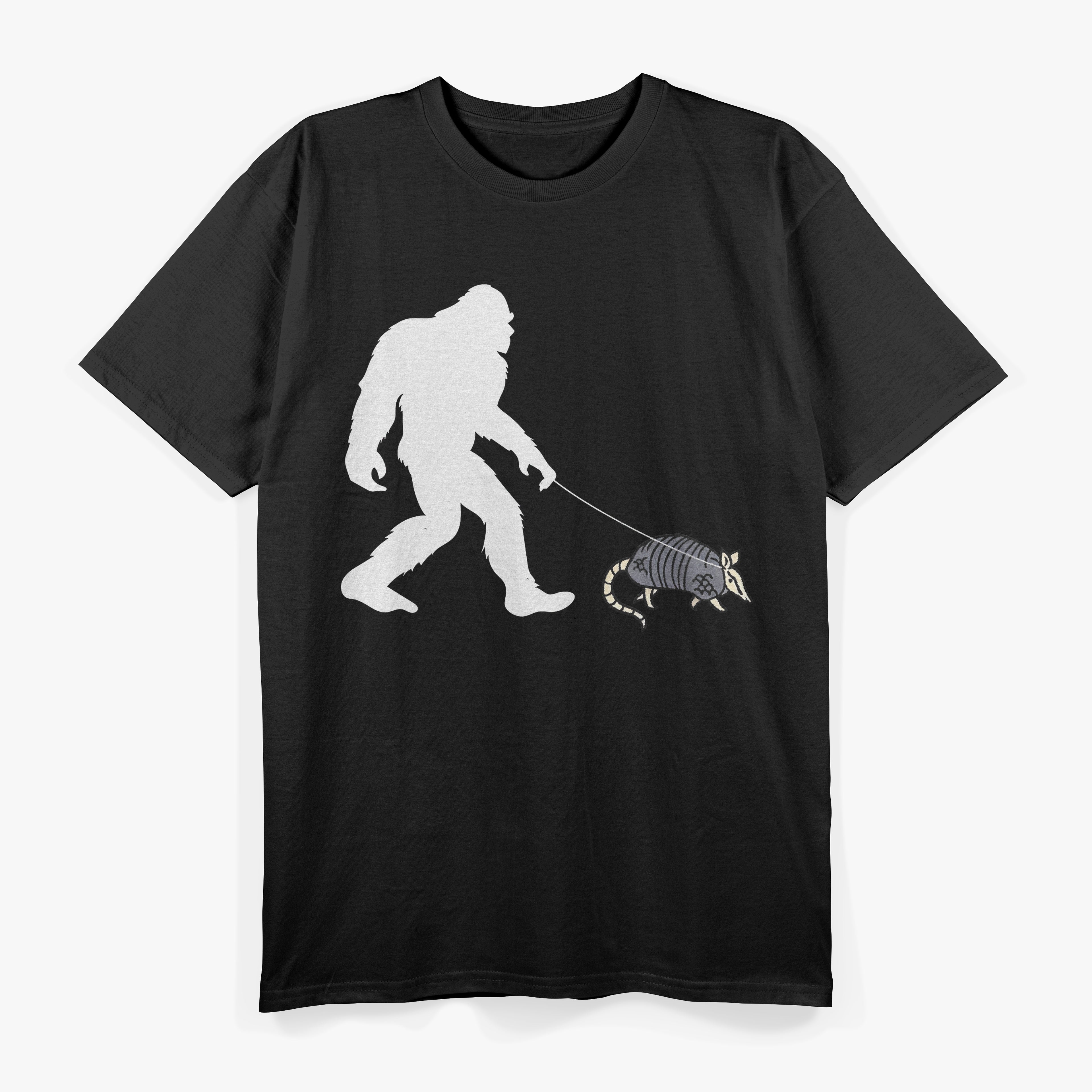 Funny Retro Bigfoot Walking An Armadillo Lovers T-Shirt