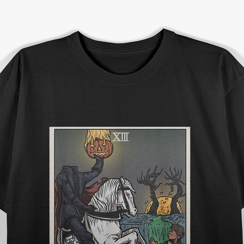 Death Tarot Card Headless Horseman - Spooky Gothic T-Shirt