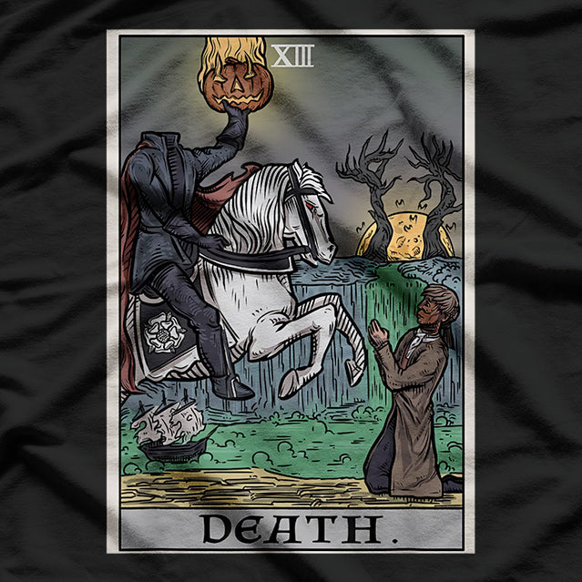 Death Tarot Card Headless Horseman - Spooky Gothic T-Shirt