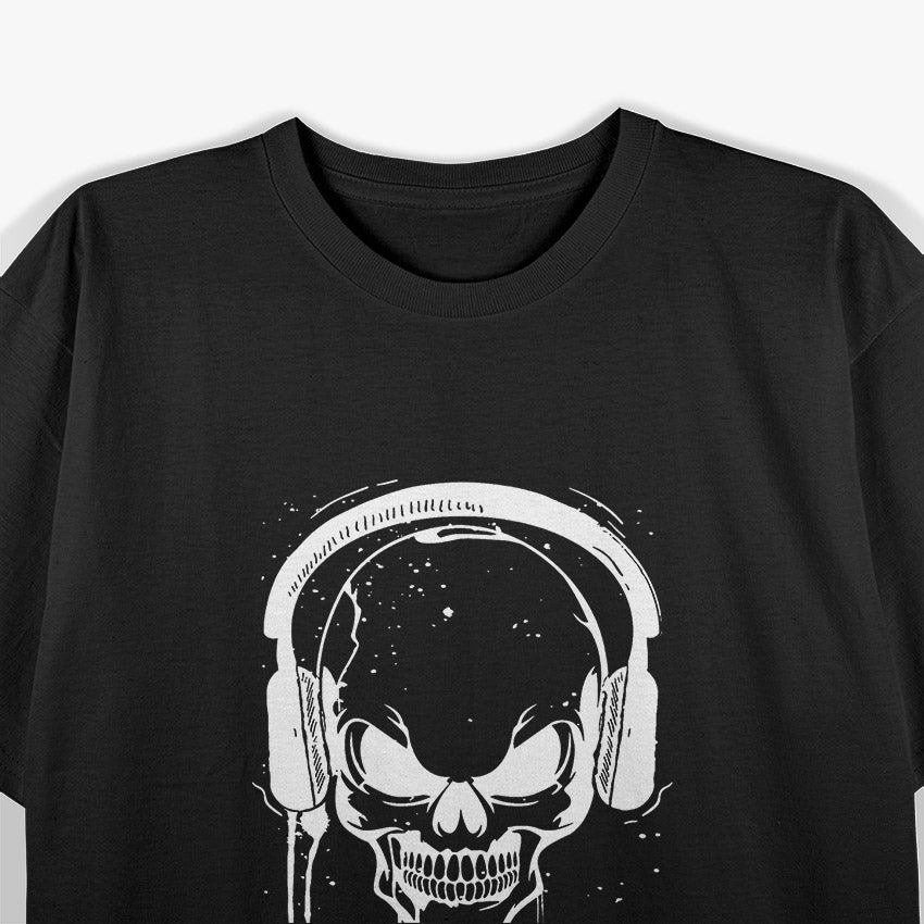 Vintage Skull Headphone Music Melting Cool Gift T-Shirt