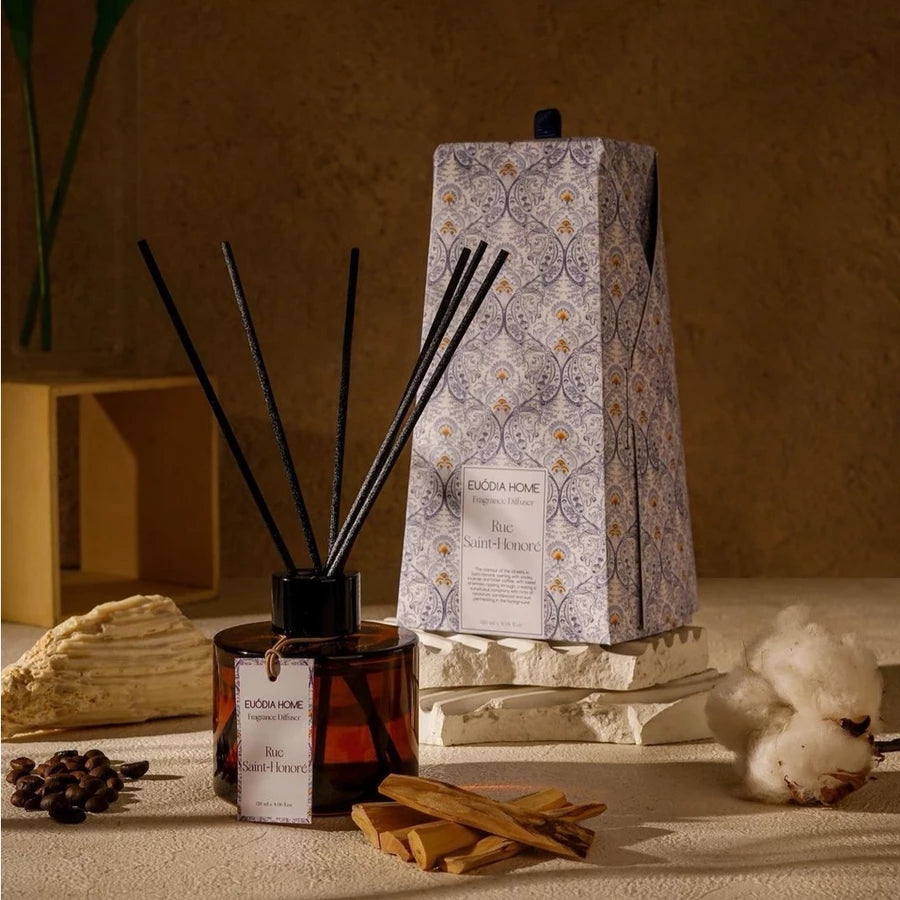 Euodia Home Rue Saint-Honoré Reed Diffuser 120ml – Aromatherapy Home Fragrance Diffuser