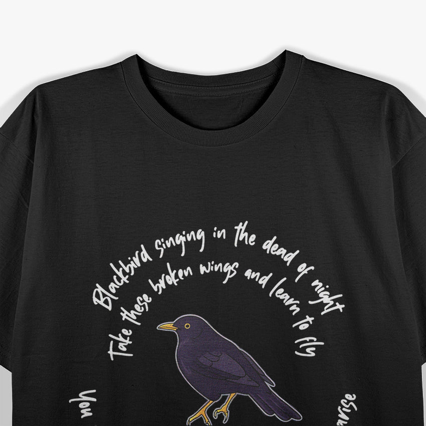 Blackbird Singing Bird Wings Microphone Singer Lyrics T-Shirt
