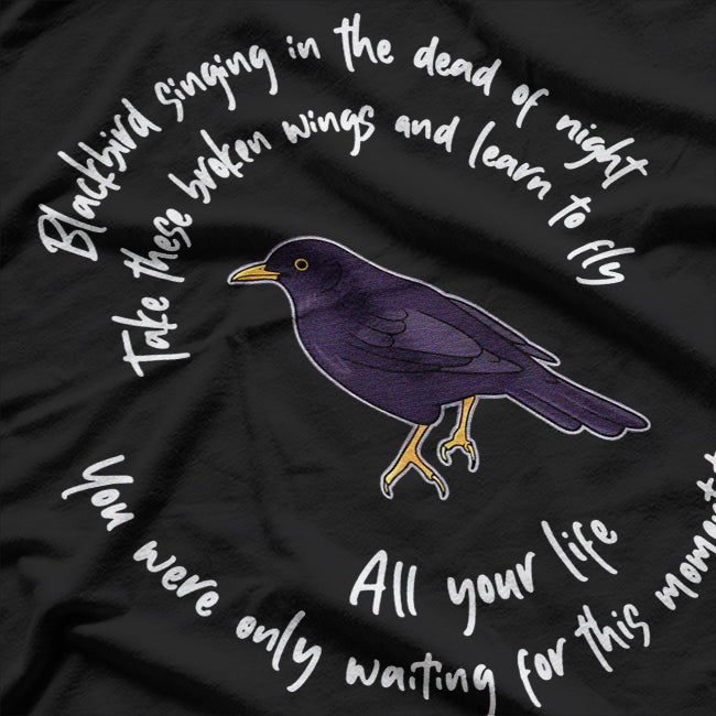Blackbird Singing Bird Wings Microphone Singer Lyrics T-Shirt