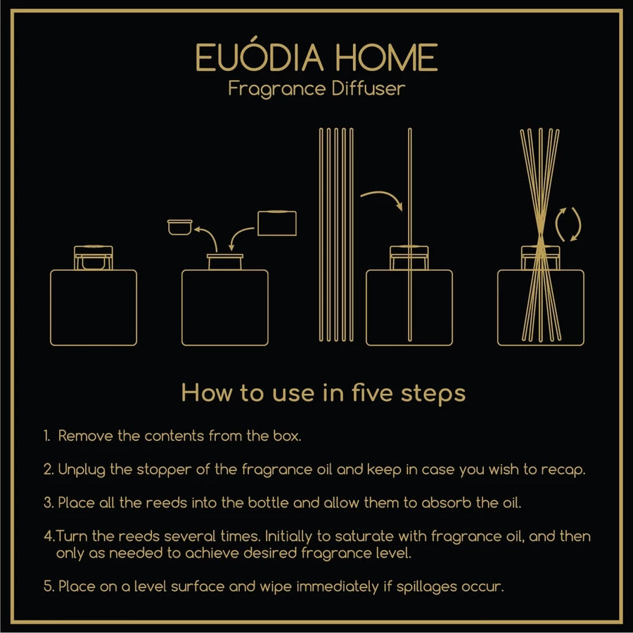 Euodia Home Rue Saint-Honoré Reed Diffuser 120ml – Aromatherapy Home Fragrance Diffuser