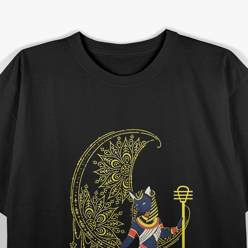 Ancient Egyptian Cat Goddess - Bastet and the Crescent Moon T-Shirt
