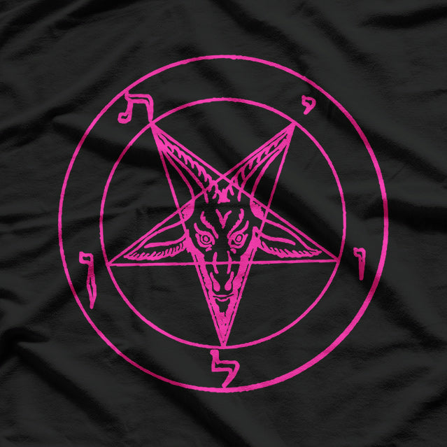 Baphomet Inverted Pentagram - Neon Pink Occult & Mysticism T-Shirt